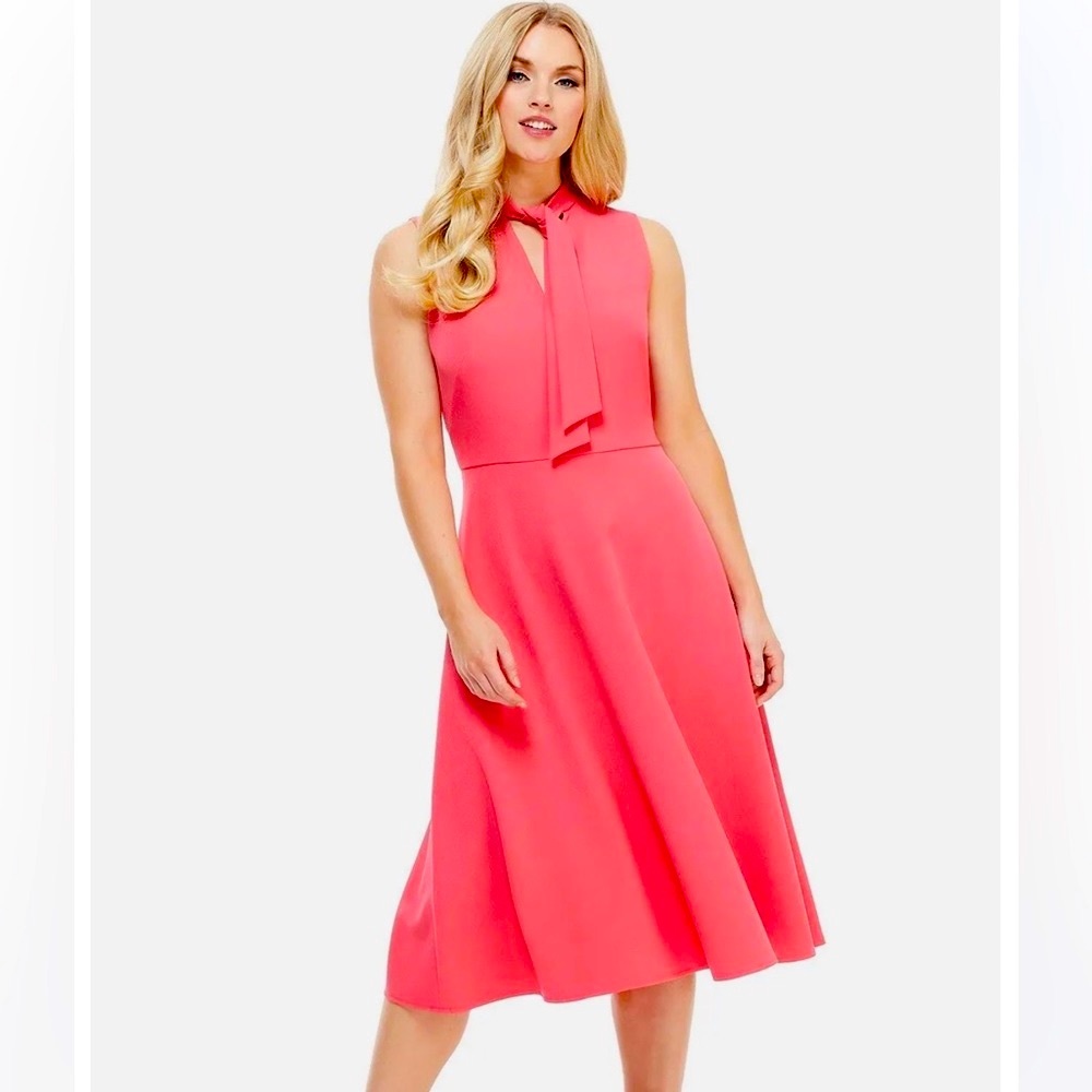 MAGGY LONDON  Sugar Pink Tie Neck Dress